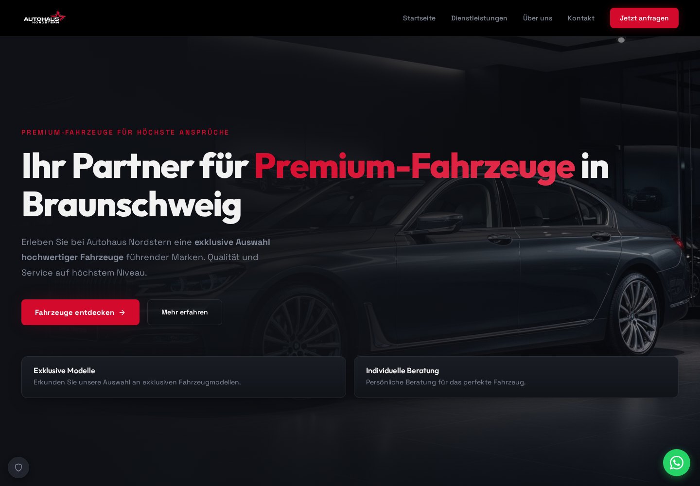 Screenshot der Website von Autohaus Nordstern